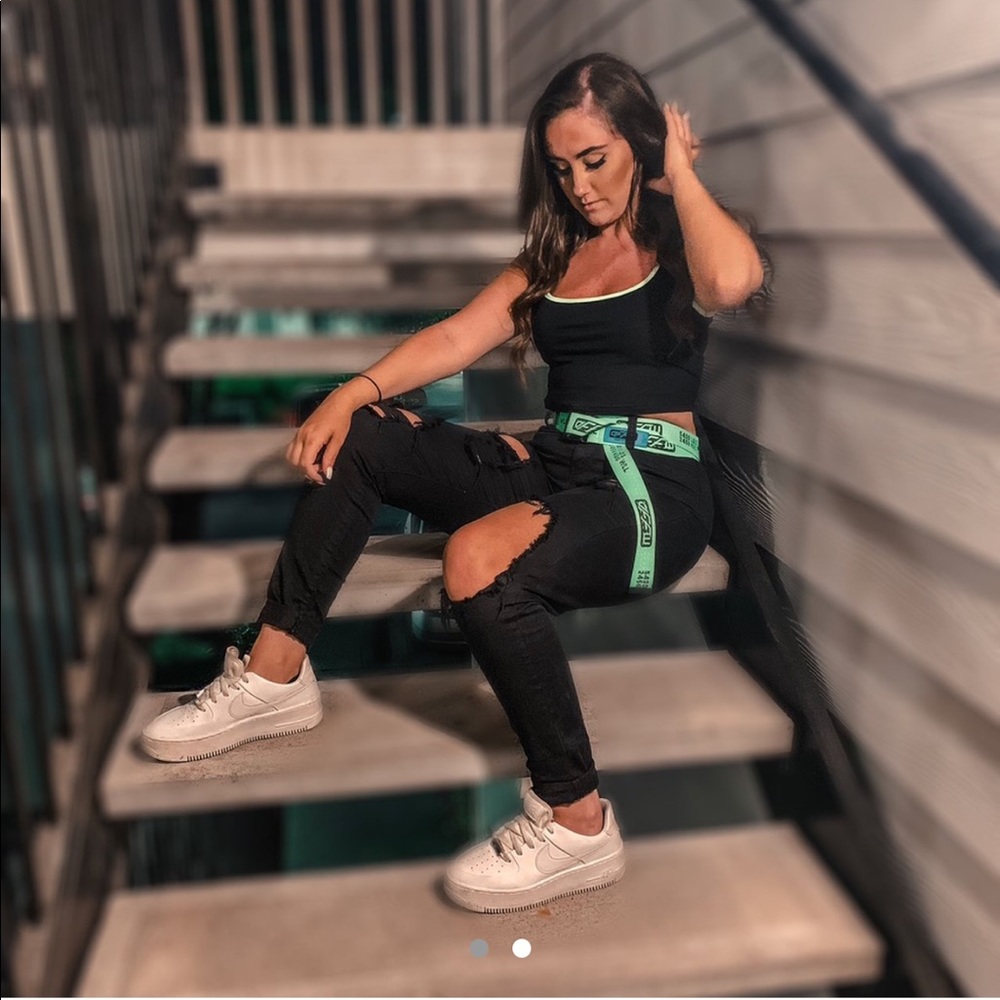 Crop top worn once with neon lining